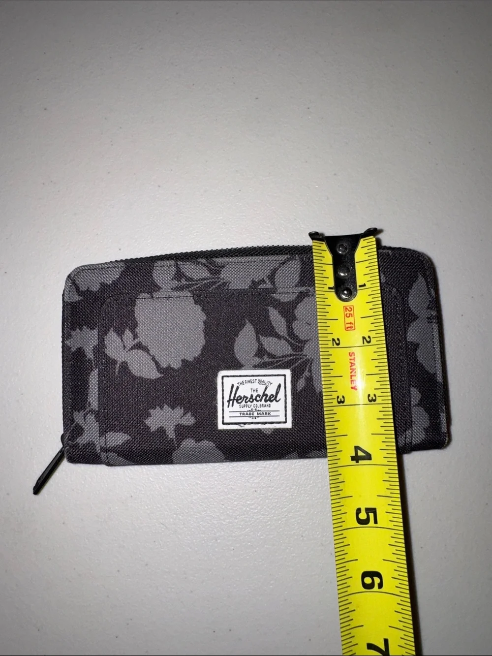 Herschel Black & Gray Floral Zip Card and Key Holder